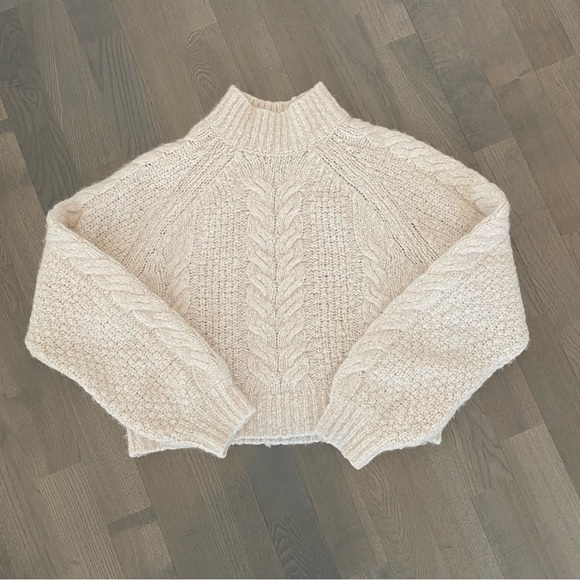 SUNDAY BEST beige cable knit Melly sweater, mockneck, size M - Picture 5 of 11